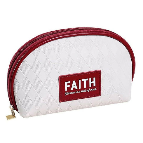 Diamond Pattern Mini Makeup Bag-Red and White